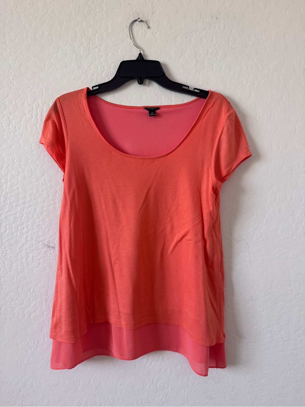 Ann Taylor Coral Layered Scoop Neck Tunic